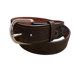 Ariat Men’s Size 36 Brown Tooled Leather Belt with Silver Buckle